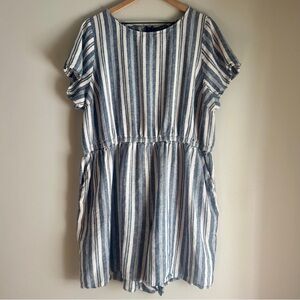 Lane Bryant Blue and White Striped Short Sleeve Romper Plus Size 22